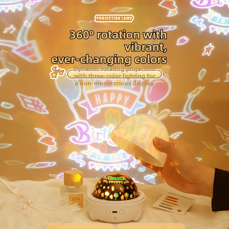 Projektor zvjezdajanog neba sa glazbenom kutijom — dječja noćna lampica, napajanje USB ili baterije, zvučna funkcija, bez pametne kontrole