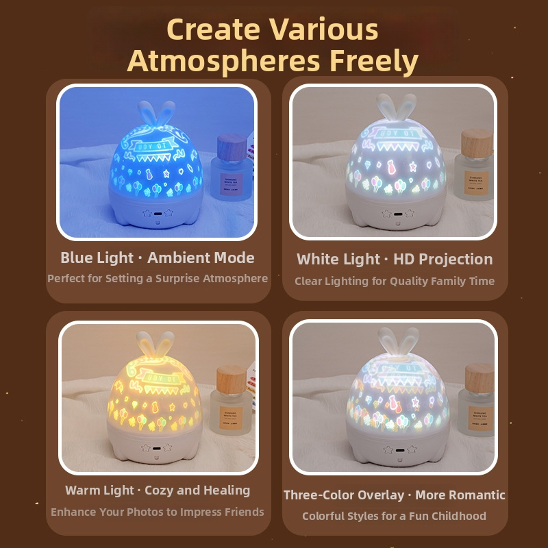 Projektor zvjezdajanog neba sa glazbenom kutijom — dječja noćna lampica, napajanje USB ili baterije, zvučna funkcija, bez pametne kontrole