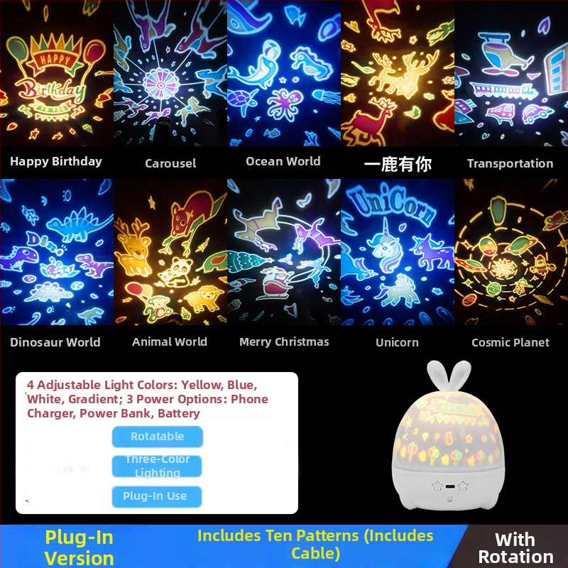 Projektor zvjezdajanog neba sa glazbenom kutijom — dječja noćna lampica, napajanje USB ili baterije, zvučna funkcija, bez pametne kontrole