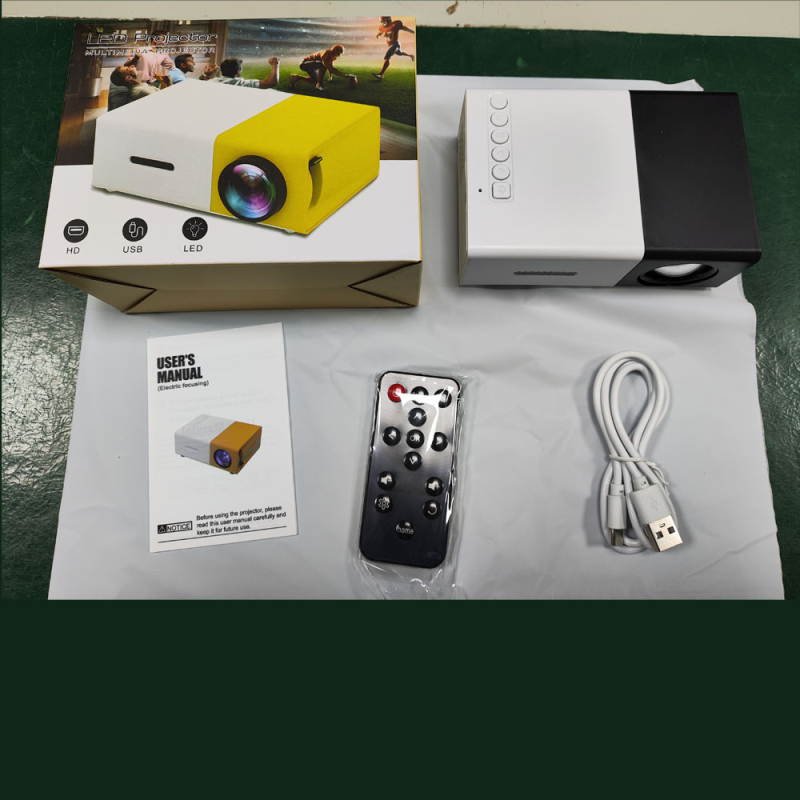 Qiangpu Prijenosni projektor | Kućni mini projektor, Razlučivost 480P (720x480), Jas 30, Snaga ≤24W