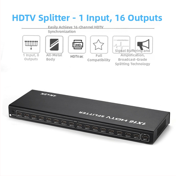 HDMI rozdeľovač 1 vstup 16 výstupov, HDMI vstup/výstup, napájanie súčasťou