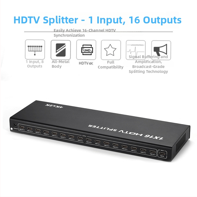 HDMI rozdeľovač 1 vstup 16 výstupov, HDMI vstup/výstup, napájanie súčasťou