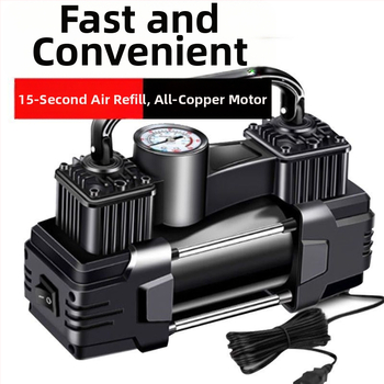 Електрическа помпа за автомобили, двойна цилиндрова, 220W, 12V, презареждаща се, цифров дисплей