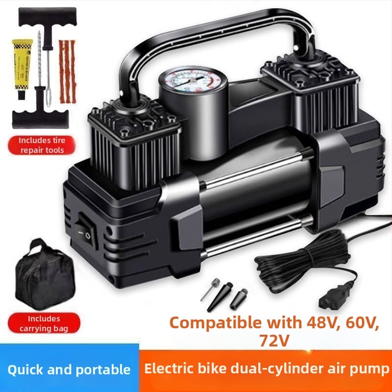 Електрическа помпа за автомобили, двойна цилиндрова, 220W, 12V, презареждаща се, цифров дисплей