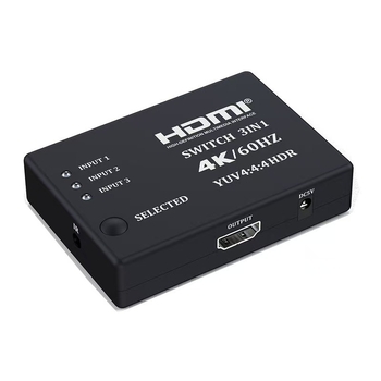 HDMI prekidač 4K60Hz HDMI 2.0, 3 ulaza/1 izlaz, daljinsko upravljanje za zaslone nadzora