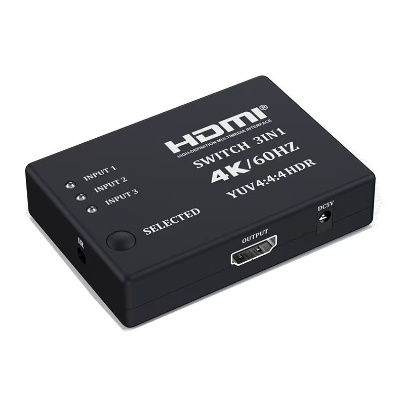 HDMI prekidač 4K60Hz HDMI 2.0, 3 ulaza/1 izlaz, daljinsko upravljanje za zaslone nadzora