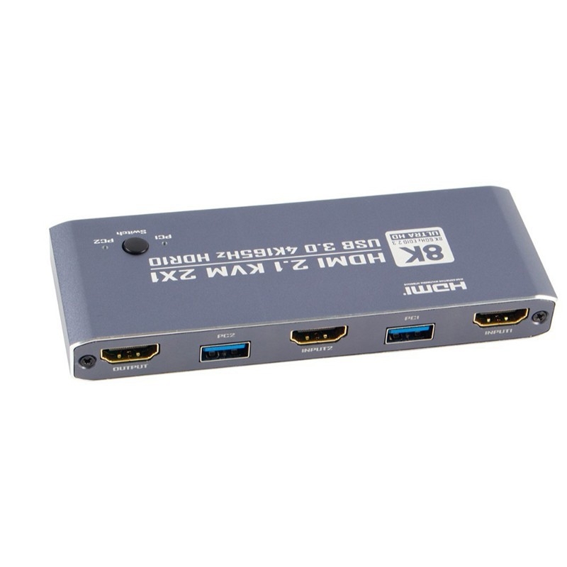 HDMI KVM prekidač za dva računala (2 ulaza - 1 izlaz) – 8K60Hz, 5 m kabel, za sve sustave, model OZK1-2