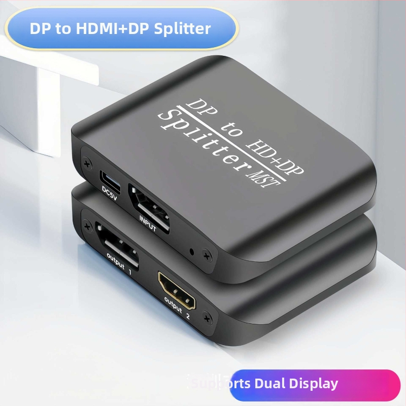 DP vstup do DP+HDMI MST dvojzobrazičový splitter NK-W60 (10 m, 5 V, 5 W, 45°C)