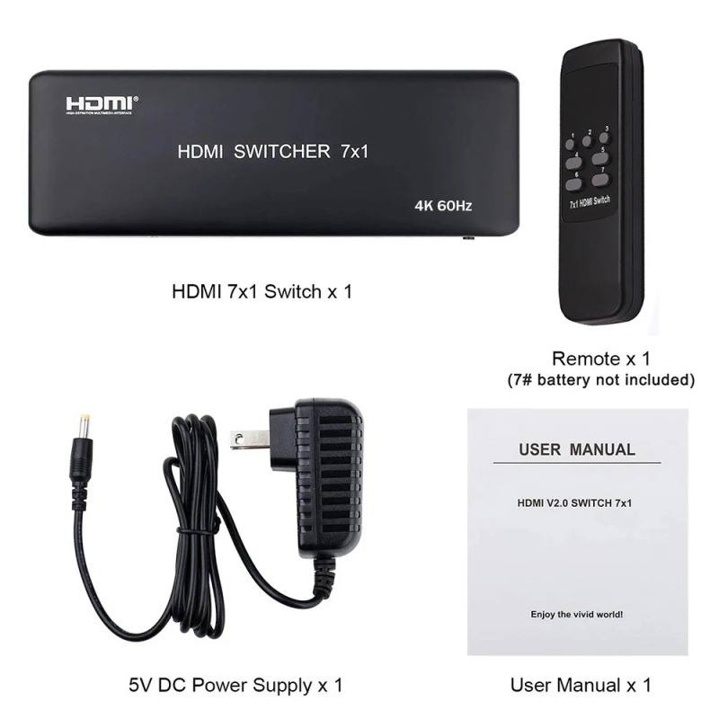 HDMI 2.0 4K60Hz 7x1 prekidač za distribuciju videa