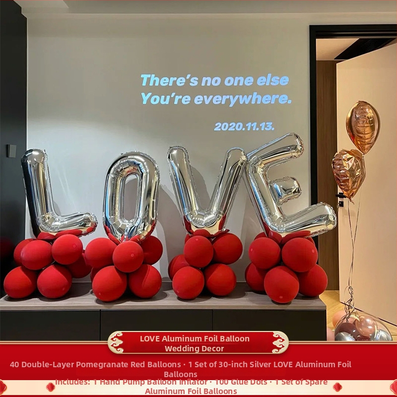 Set balon dekoracija za dnevni boravak s simbolima dvostruke sreće – ukras od svilenih cvjetova, Hongyuan, model F98TJ55JM669HS