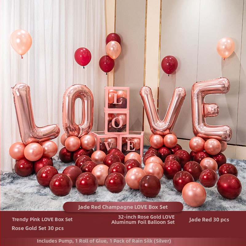 Set balon dekoracija za dnevni boravak s simbolima dvostruke sreće – ukras od svilenih cvjetova, Hongyuan, model F98TJ55JM669HS