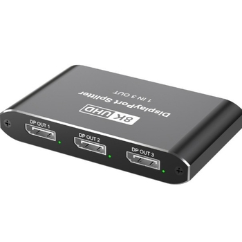 DP osztó 1 bemenet 3 kimenet, DP1.4, 8K60Hz, Támogatja a háromkijelzős kijelzőt (tükrözés vagy kiterjesztés), Modell HS-313