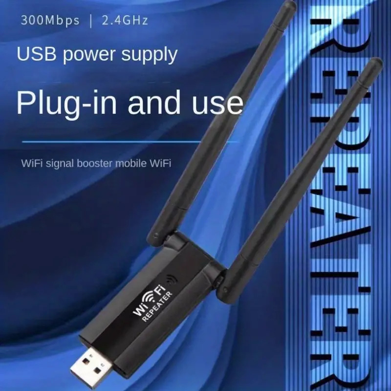 USB bežični pojačivač signala i ponavljač, model U8, 300 Mbps, domet 10 m