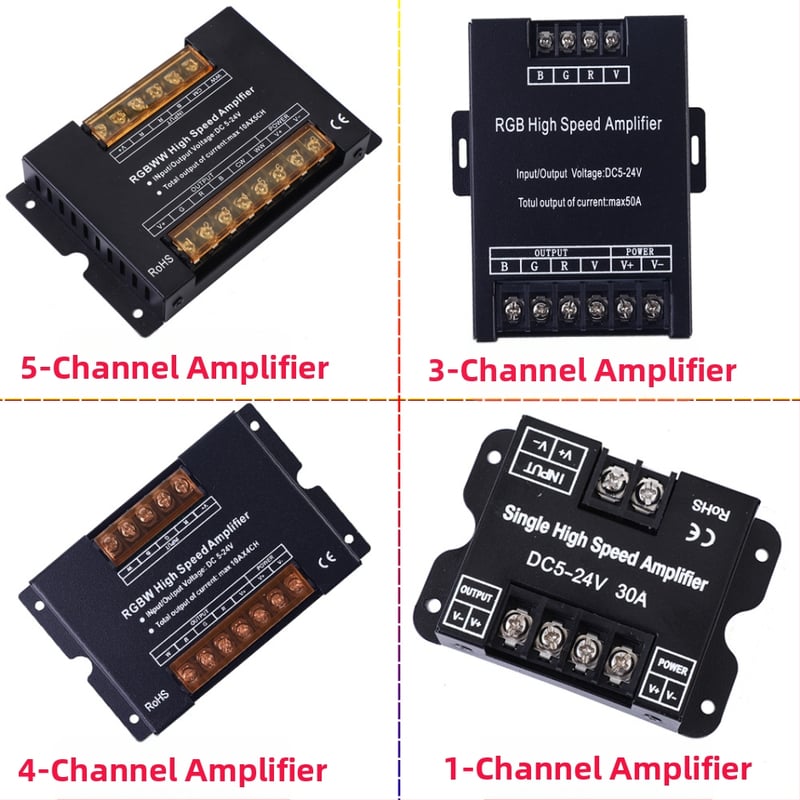 RGBWW LED trak ponavljač i pojačalo (5-24V; Način upravljanja: Sinkronizacija; Način signala: PWM; Sučelje: Terminali; IP20)