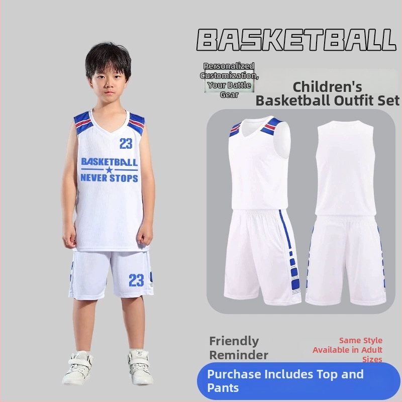 Set basketbalovej uniformy – Unisex pre dospelých, Bezrukávové tričko s výstrihom do V, Polyesterová tkanina, Rýchle schnutie a priedušnosť