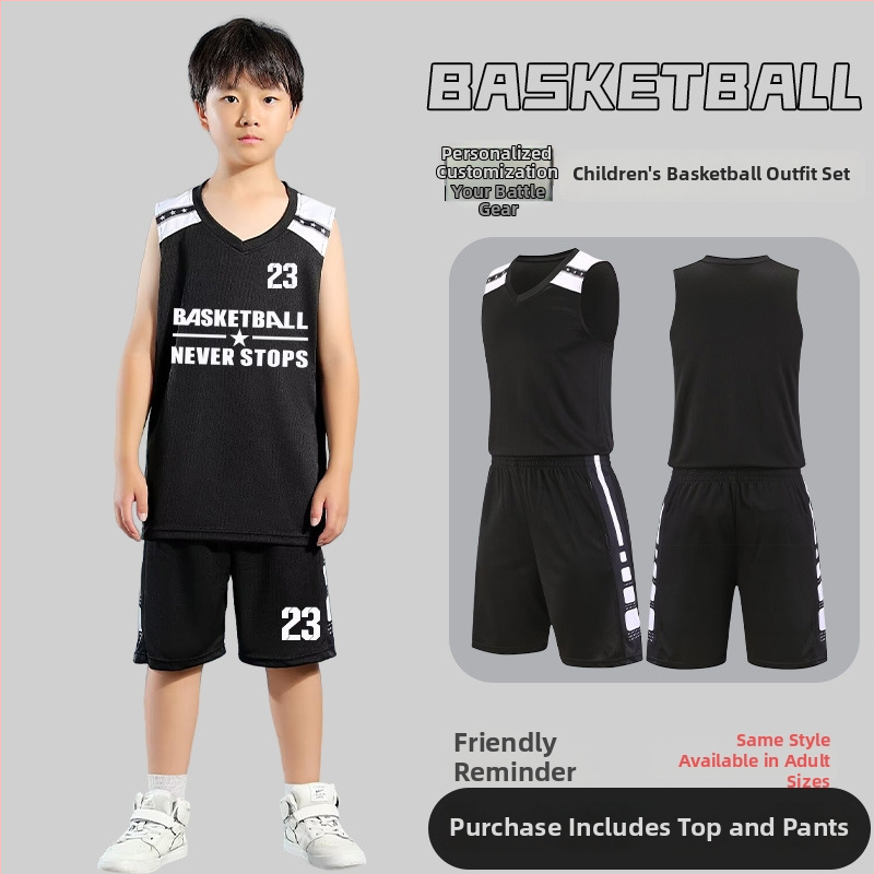 Set basketbalovej uniformy – Unisex pre dospelých, Bezrukávové tričko s výstrihom do V, Polyesterová tkanina, Rýchle schnutie a priedušnosť