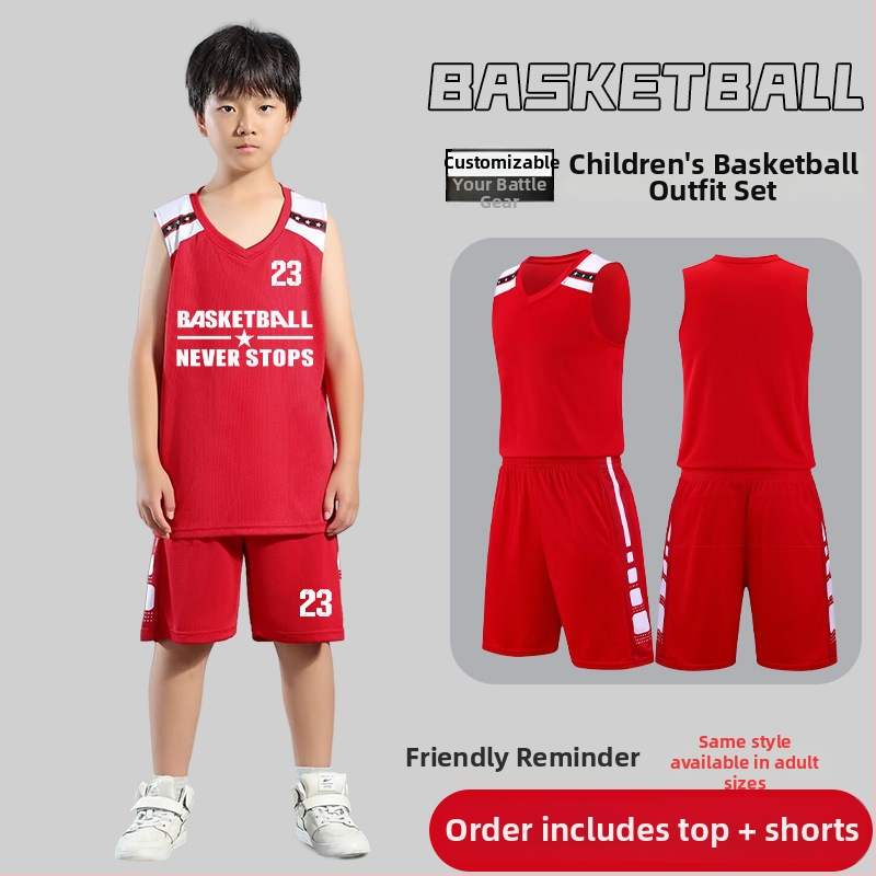 Set basketbalovej uniformy – Unisex pre dospelých, Bezrukávové tričko s výstrihom do V, Polyesterová tkanina, Rýchle schnutie a priedušnosť