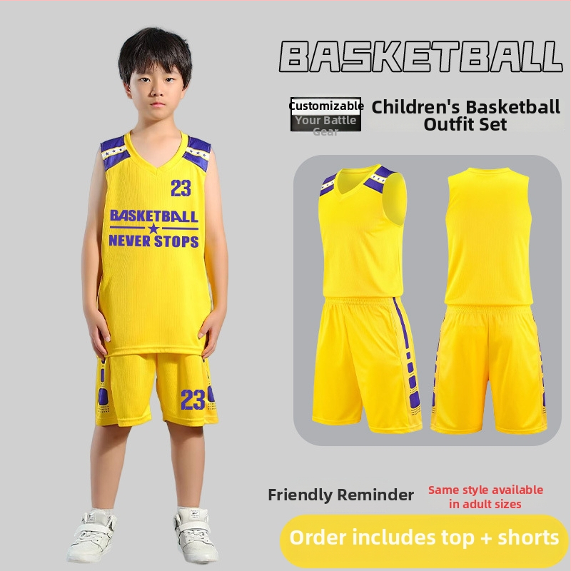 Set basketbalovej uniformy – Unisex pre dospelých, Bezrukávové tričko s výstrihom do V, Polyesterová tkanina, Rýchle schnutie a priedušnosť