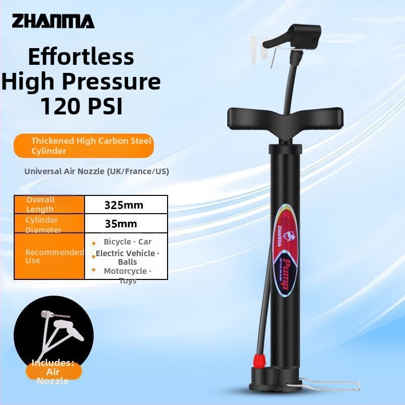 Kézi magasnyomású pumpa kerékpárokhoz, elektromos járművekhez, motorkerékpárokhoz és kosárlabda-labdákhoz - univerzális otthoni inflátor