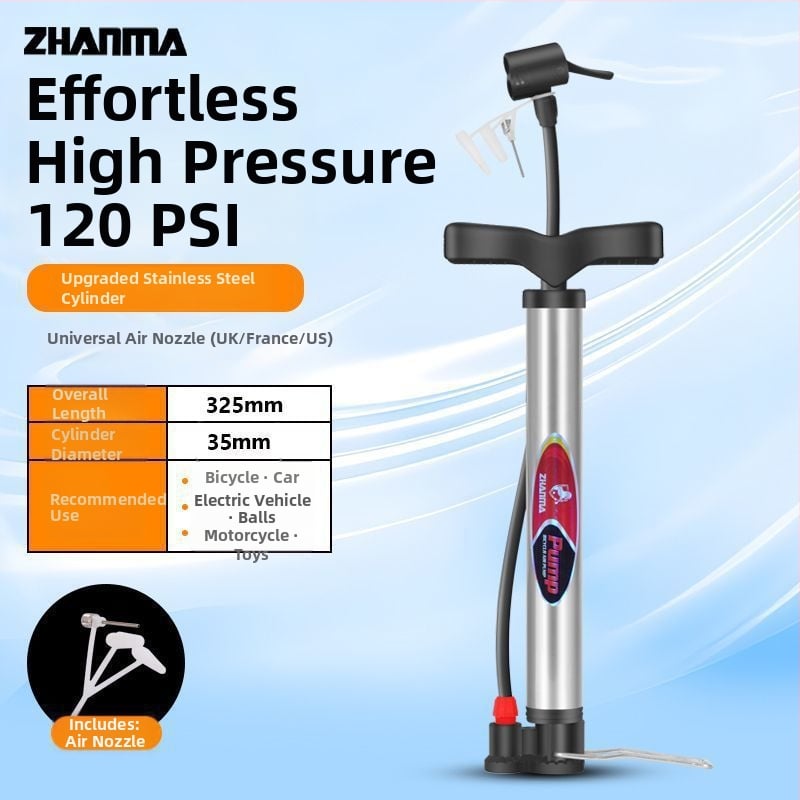 Kézi magasnyomású pumpa kerékpárokhoz, elektromos járművekhez, motorkerékpárokhoz és kosárlabda-labdákhoz - univerzális otthoni inflátor