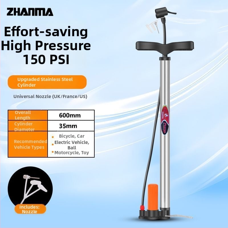 Kézi magasnyomású pumpa kerékpárokhoz, elektromos járművekhez, motorkerékpárokhoz és kosárlabda-labdákhoz - univerzális otthoni inflátor