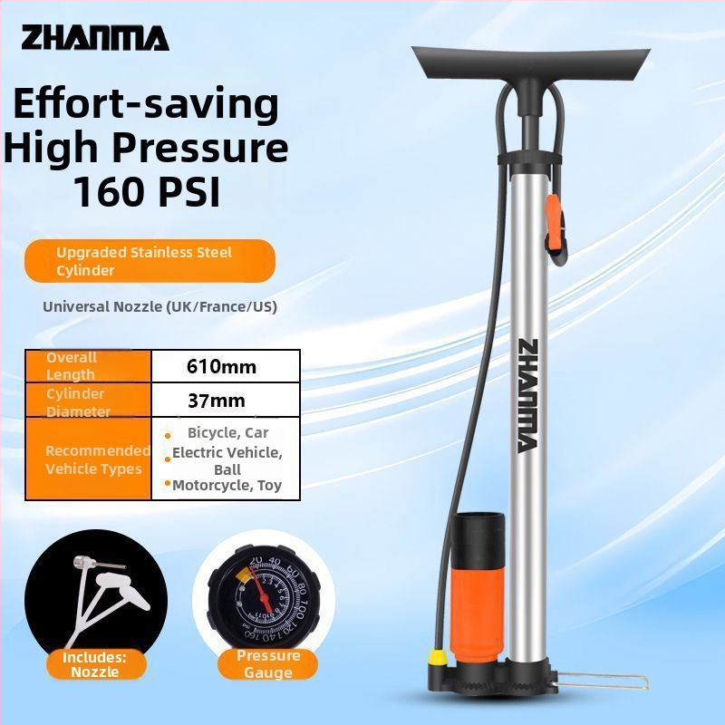 Kézi magasnyomású pumpa kerékpárokhoz, elektromos járművekhez, motorkerékpárokhoz és kosárlabda-labdákhoz - univerzális otthoni inflátor