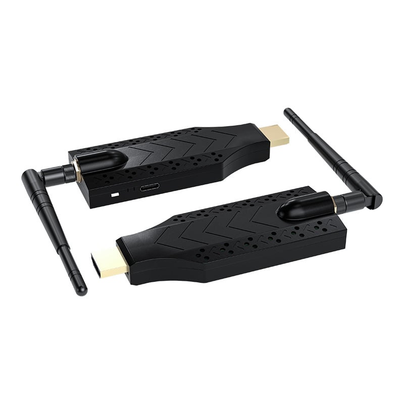 Bezdrôtový HDMI vysielač a prijímač, dosah 150 m, HD prenos videa, antény a HDMI kábel sú súčasťou balenia