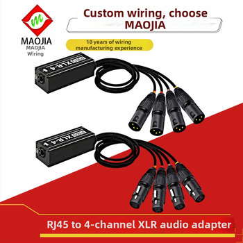 Maojia RJ45 na 4-kanalni XLR audio adapter, Plug‑and‑Play signalni extender, ROHS, najlonsko kućište s najlonskom opletkom, -40°C do 105°C