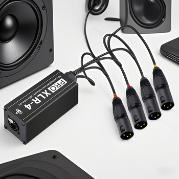 Maojia RJ45 na 4-kanalni XLR audio adapter, Plug‑and‑Play signalni extender, ROHS, najlonsko kućište s najlonskom opletkom, -40°C do 105°C