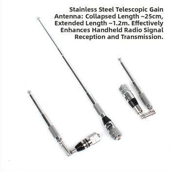 FeiXunteng ručná anténa pre rádio, teleskopická z nehrdzavejúcej ocele, skladacia, vysoký zisk, rozsah 136-174/400-470 MHz