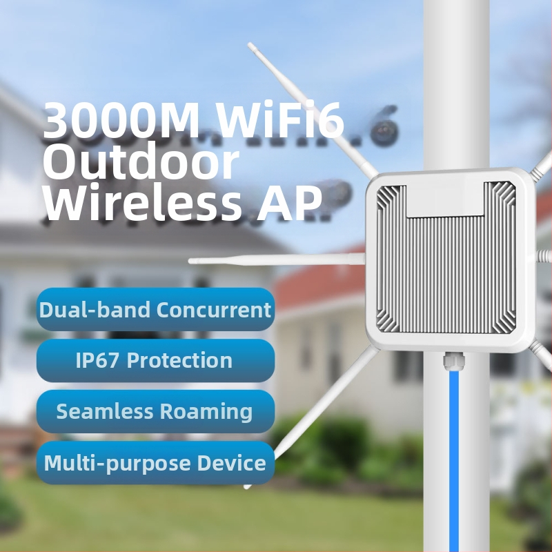 Bezdrôtový AP WiFi 6 AX3000, dvojpásmový, IP67 vodotesný, opakovač signálu pre dlhý dosah, POE napájanie, dosah relé až 300 m, rýchlosť 3000 Mbps