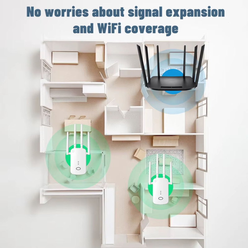 Ασύρματος επαναλήπτης με τέσσερις κεραίες, ταχύτητα 1200 Mbps, απόσταση αναμεταδοσης 20 μ., 802.11n