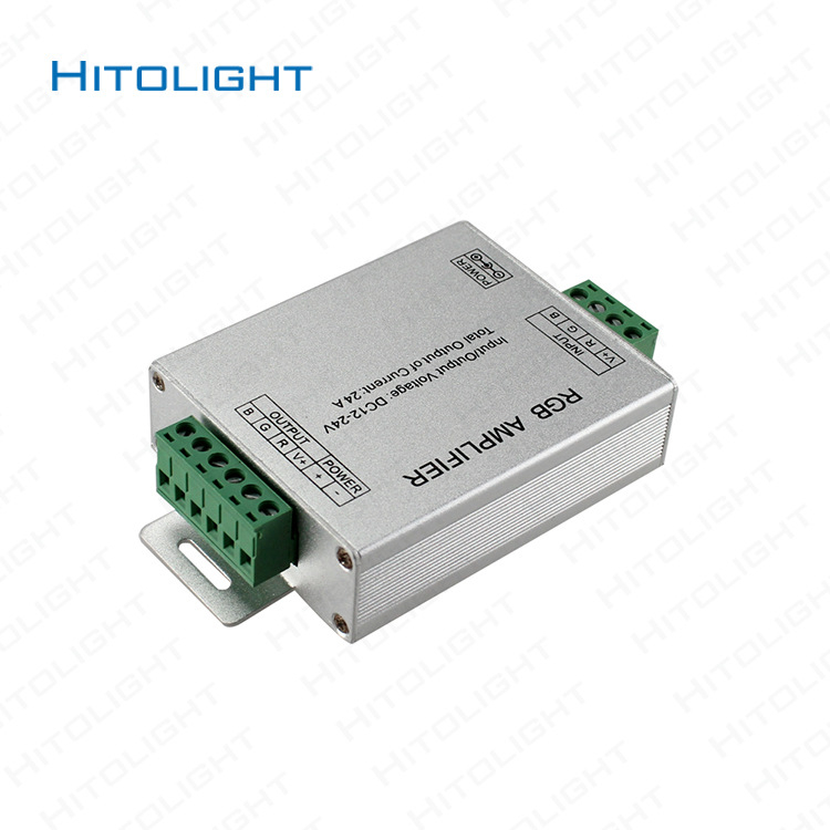 RGB LED pojačalo za LED traku, model 24A RGB, 12-24V, zeleni priključak, domet upravljanja ~10 m, IP20