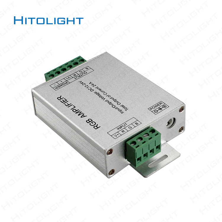 RGB LED pojačalo za LED traku, model 24A RGB, 12-24V, zeleni priključak, domet upravljanja ~10 m, IP20