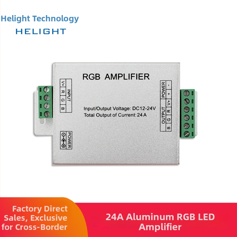 RGB LED pojačalo za LED traku, model 24A RGB, 12-24V, zeleni priključak, domet upravljanja ~10 m, IP20