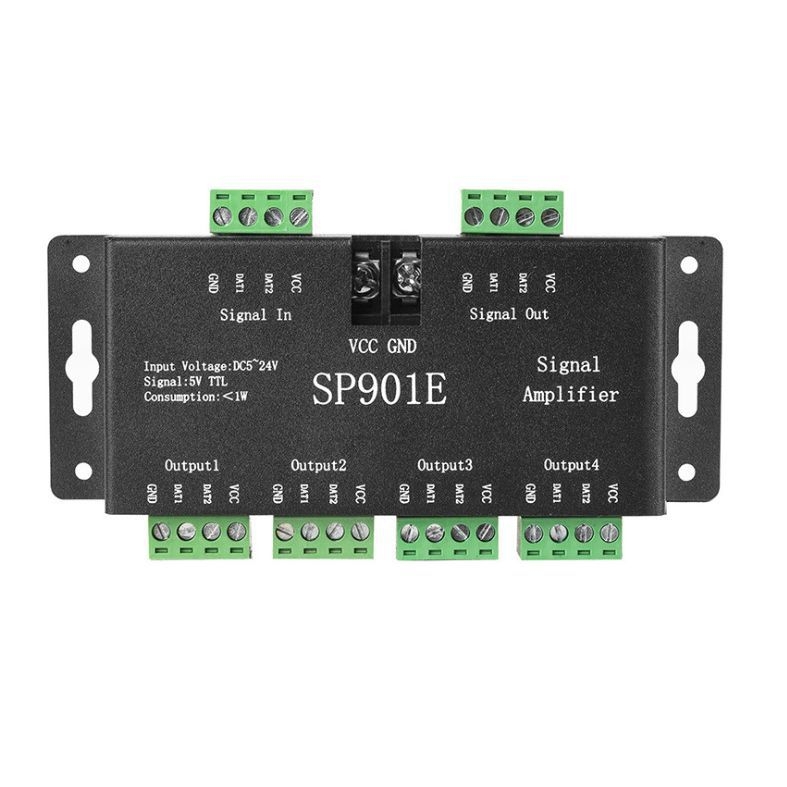 SP901E višekanalni LED-traka kontroler (SPI signal, DC5-24V, raspon upravljanja 1-100, kabelski terminal)