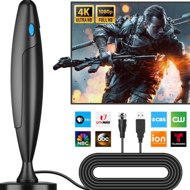 Antena TV HDTV terestrială pentru interior și exterior, cu amplificare a semnalului digital