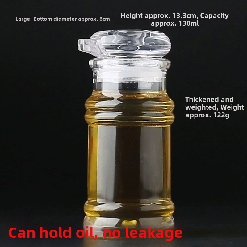 Akrilni set boca za ulje i začine – uključuje bocu za ulje, bocu za ocat, bocu za umak, staklenku za čili i staklenku za začine; moderan minimalistički dizajn restoranskih kuhinja.