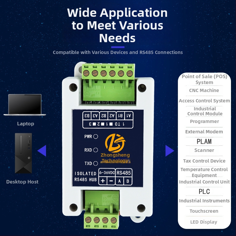 RS485 1-16-kanálový hub repeater modul s fotoelektrickou izoláciou, zosilňovačom signálu, proti rušeniu a ochranou pred bleskom