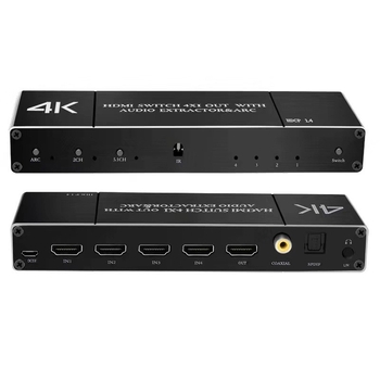 HDMI prekidač 4 ulaza 1 izlaz, 4K60Hz, HDCP2.3, ARC povrat, optički audio port i AUX