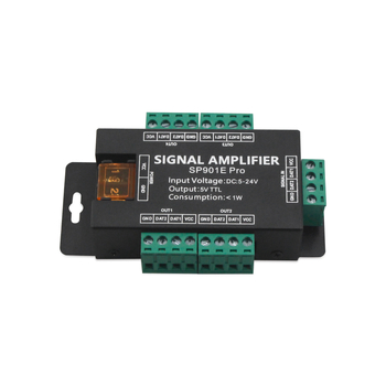 Crystal Beauty SP901E PRO LED pojačivač signala za LED traku, SPI signal, napajanje 5–24V, vijčani priključak
