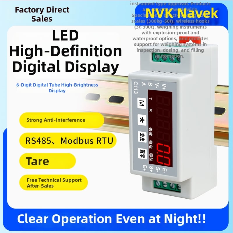 Transmițător de cântărire tip șină, RS-485, model C113, alimentare DC 12-24V