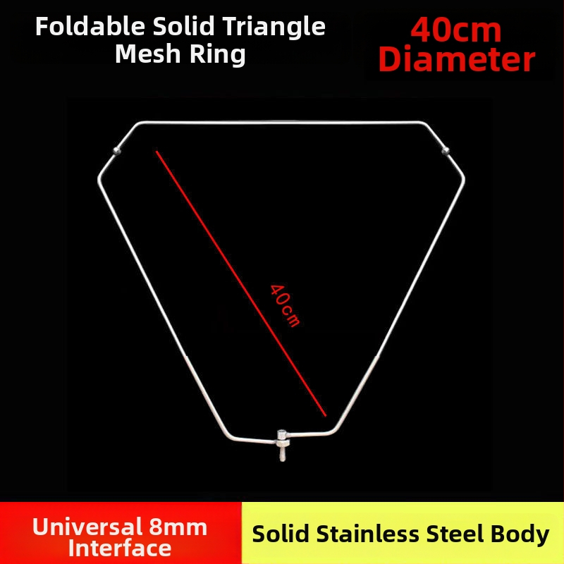 Skladacia trojuholníková hlava rybárskej siete s pevným nerezovým kruhom, sieť na veľké ryby, jemné očká