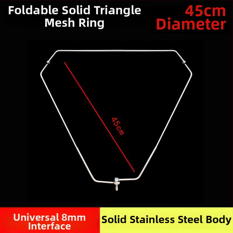 Skladacia trojuholníková hlava rybárskej siete s pevným nerezovým kruhom, sieť na veľké ryby, jemné očká