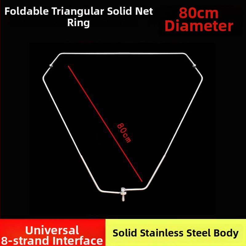 Skladacia trojuholníková hlava rybárskej siete s pevným nerezovým kruhom, sieť na veľké ryby, jemné očká