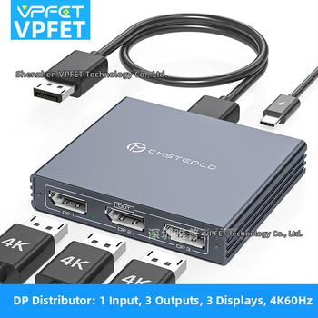 Vipfit Sp510 DP rozdeľovač s DP vstupom a 3 DP výstupmi 1.4, podpora 4K60