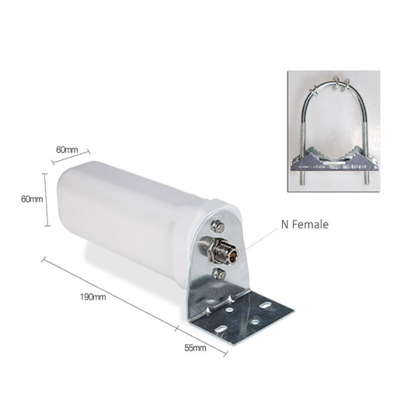 N-típusú női golyóantenna, omnidirekcionális, magas nyereség GSM/3G/4G LTE-hez, kültéri vízálló, 12 dBi, 698–960/1710–2700 MHz, 50 Ω, SWR ≤1.5, 5 V