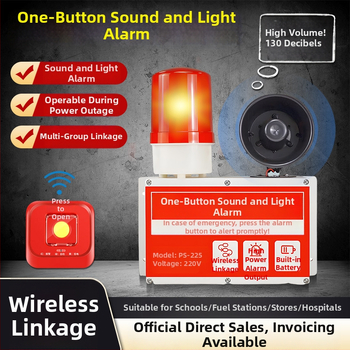 Industrijski sustav alarma s jednim gumbom – zvučno i svjetlosno upozorenje, bežična lokalna aktivacija, 64 zone, 220V