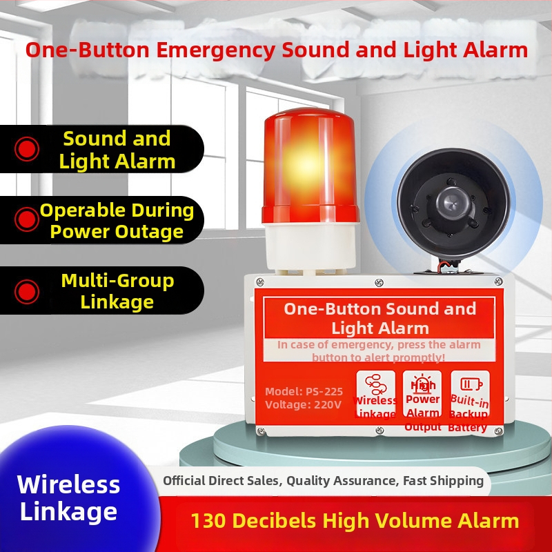 Industrijski sustav alarma s jednim gumbom – zvučno i svjetlosno upozorenje, bežična lokalna aktivacija, 64 zone, 220V