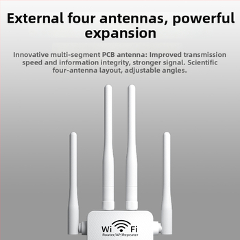 WiFi opakovač, štyri antény, dvojportový, dvojpásmový